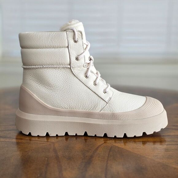 UGG Neumel High Weather Hybrid Birch White Pepper Leather Boots Men's 11 1158208 - Picture 14 of 15